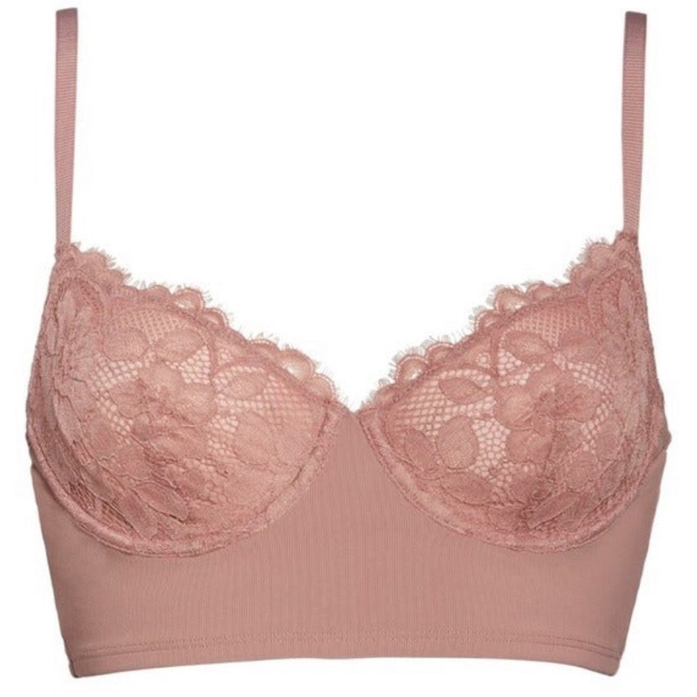Free People Bianca Longline Underwire Balconette Bra In Vintage Rose Size XS NWT